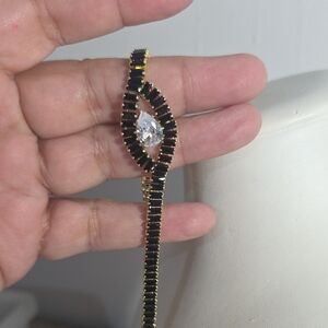 14k Gold Filled Black Teardrop Crystal Women's Bracelet